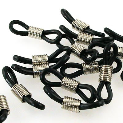 Eyeglass Loop - 25mm Classic Eyeglass Holder Loop - Black/Silver (Pair)