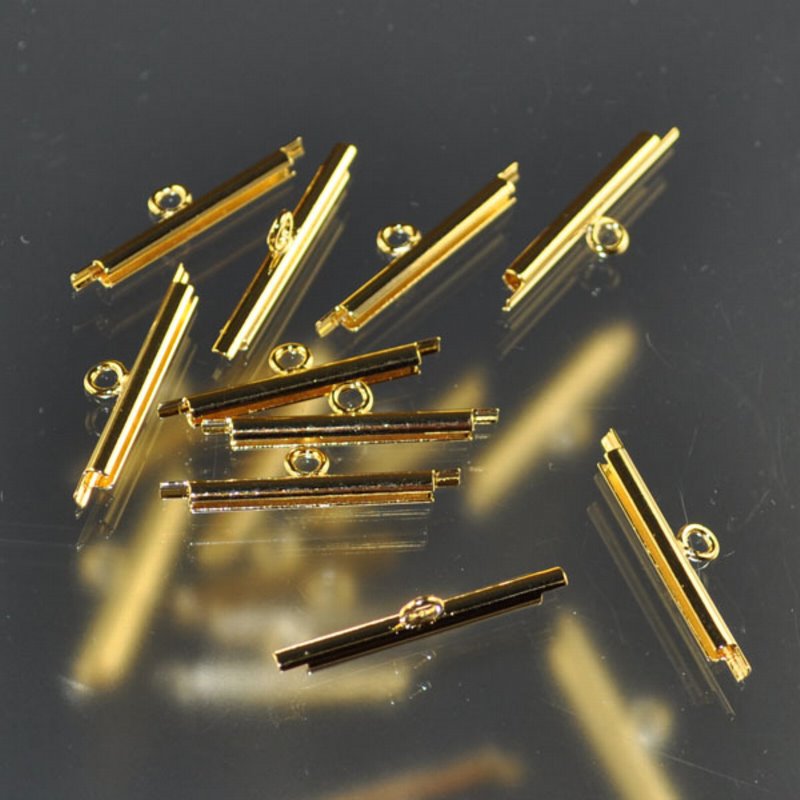 Miyuki Slide End Tube - 20mm with One Loop - Goldplated (Pair)