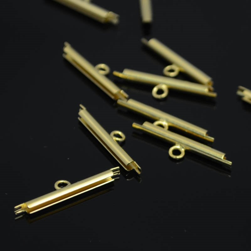 Miyuki Slide End Tube - 20mm with One Loop - Goldplated (Pair)