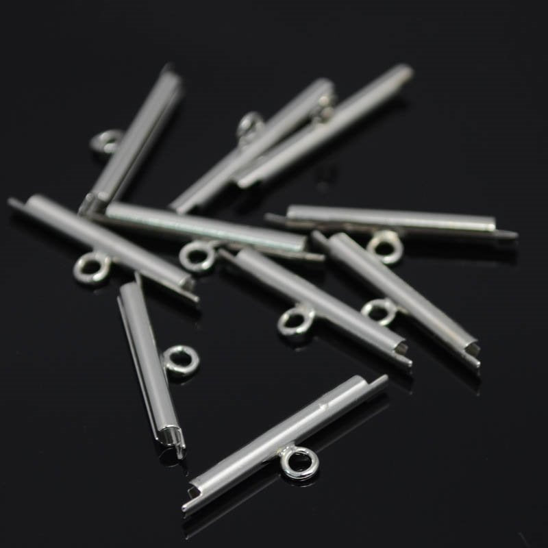Miyuki Slide End Tube - 20mm with One Loop - Nickel (Pair)