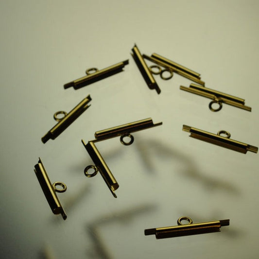 Miyuki Slide End Tube - 15mm with One Loop - Goldplated (Pair)