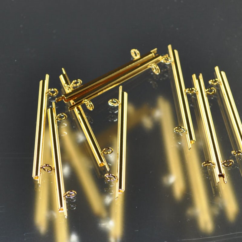 Miyuki Slide End Tube - 35mm with Two Loops - Goldplated (Pair)