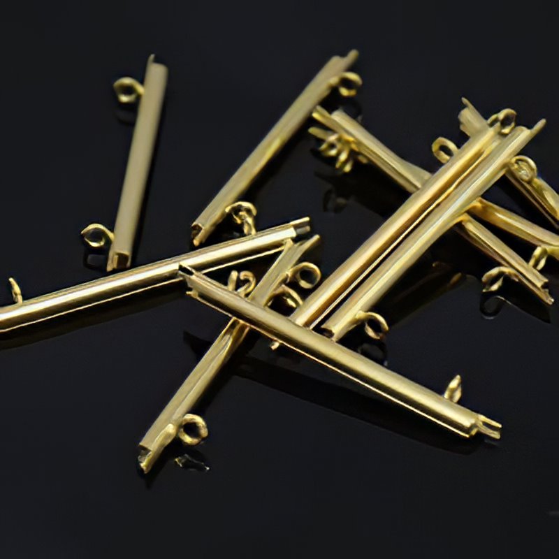 Miyuki Slide End Tube - 35mm with Two Loops - Goldplated (Pair)