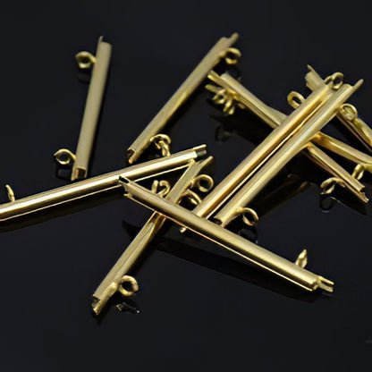 Miyuki Slide End Tube - 35mm with Two Loops - Goldplated (Pair)