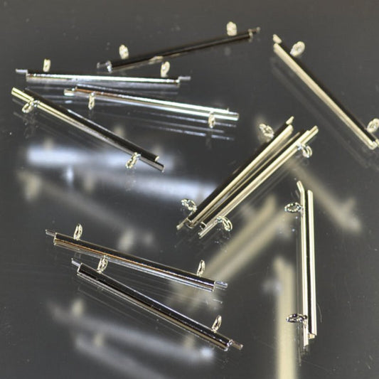 Miyuki Slide End Tube - 35mm with Two Loops - Nickel (Pair)