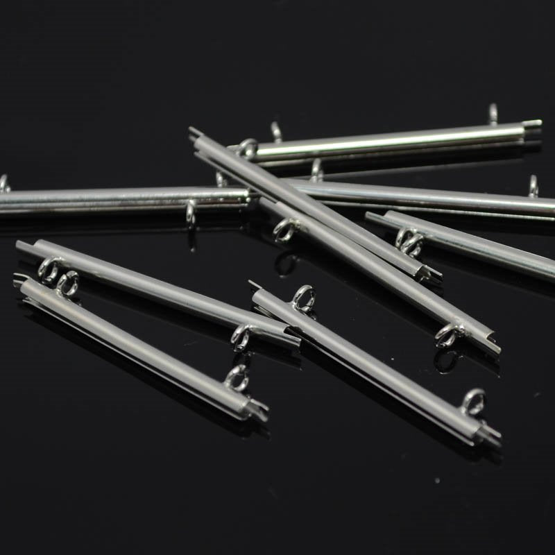 Miyuki Slide End Tube - 35mm with Two Loops - Nickel (Pair)