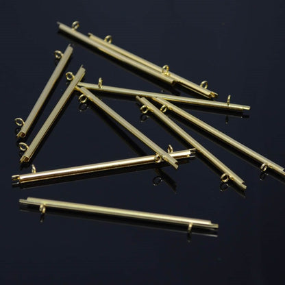 Miyuki Slide End Tube - 60mm - with Two Loops - Goldplated (Pair)