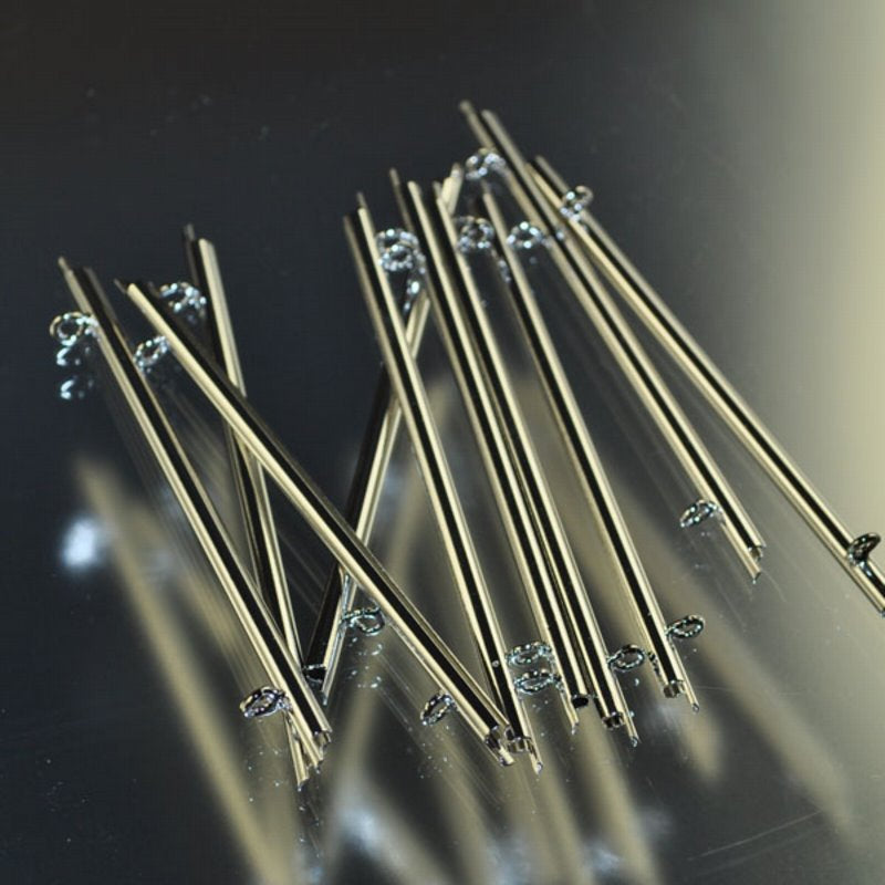 Miyuki Slide End Tube - 60mm with Two Loops - Nickel (Pair)