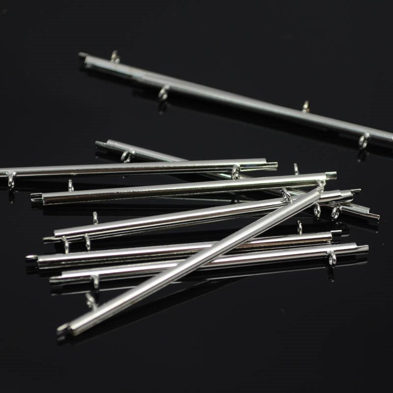 Miyuki Slide End Tube - 60mm with Two Loops - Nickel (Pair)