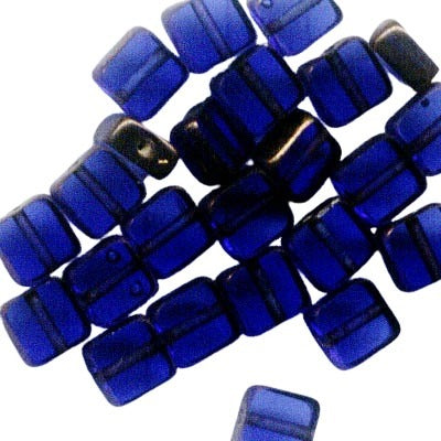 Glass - 6mm - Square Mosaic Tile Beads - Sapphire (5)