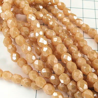 Fire Polish Faceted Round - 4mm - Ivory Lustre (strand)