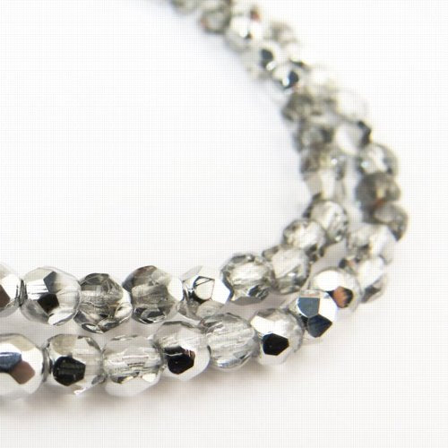 Fire Polish Faceted Round - 4mm - Crystal Labrador (strand)