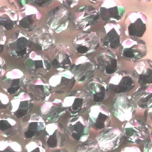 Fire Polish Faceted Round - 4mm - Crystal Labrador (strand)