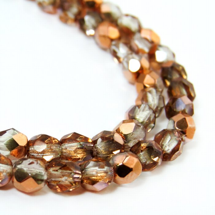 Fire Polish Faceted Round - 4mm - Crystal Capri (strand)