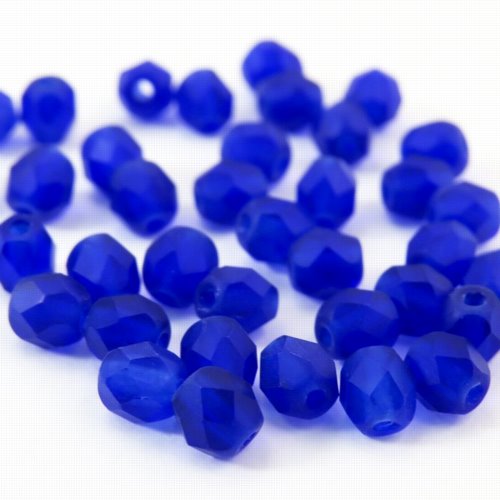 Fire Polish Faceted Round - 4mm - Cobalt Matte (Pack)