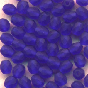 Fire Polish Faceted Round - 4mm - Cobalt Matte (Pack)