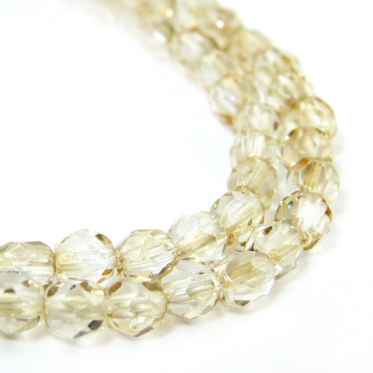 Fire Polish Faceted Round - 4mm - Crystal Topaz (strand)