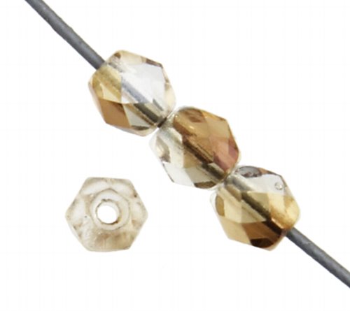 Fire Polish Faceted Round - 4mm - Crystal Topaz (strand)