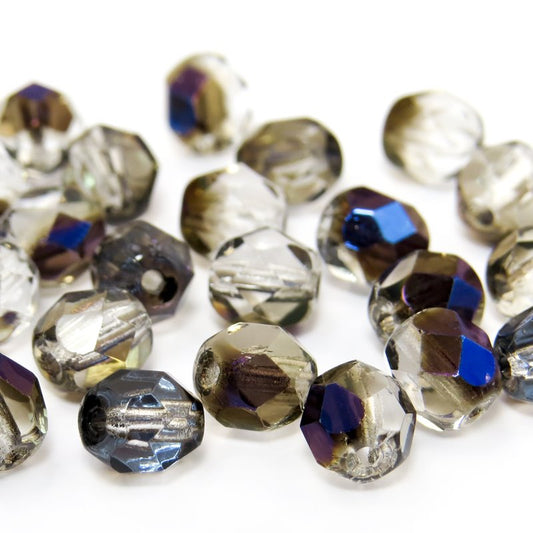 Fire Polish Faceted Round - 6mm - Crystal Azuro (25)