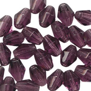 Fire Polish - 5x7mm - Faceted Bicone - Dark Amethyst (25)