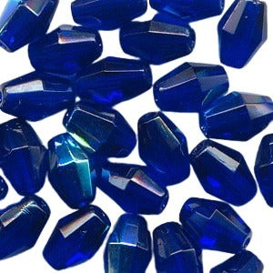 Fire Polish - 5x7mm - Faceted Bicone - Light Cobalt Blue AB (25)