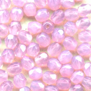 Fire Polish Faceted Round - 4mm - Pink Opal (Pack)