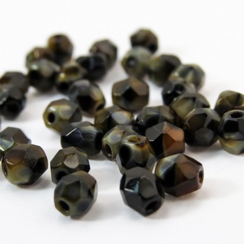 Fire Polish Faceted Round - 4mm - TigerEye (Pack)