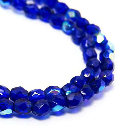 Fire Polish Faceted Round - 3mm - Cobalt AB (strand)