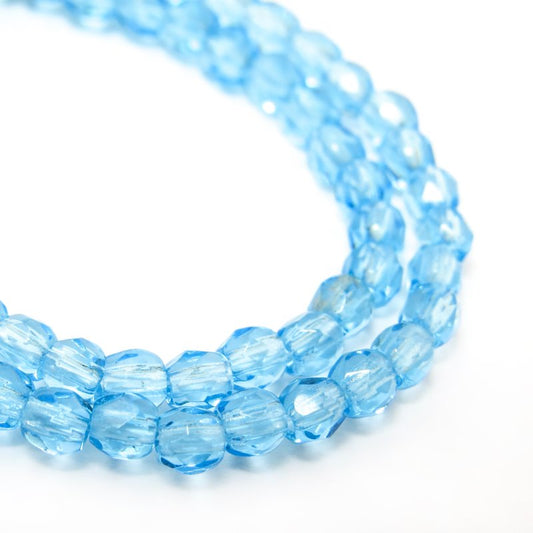 Fire Polish Faceted Round - 3mm - Aqua (strand)
