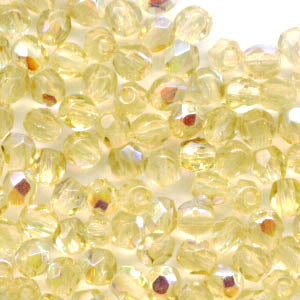 Fire Polish Faceted Round - 3mm - Jonquil AB (strand)