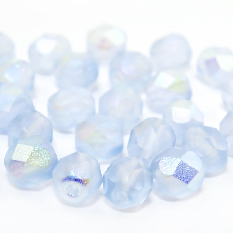 Fire Polish Faceted Round - 6mm - Light Sapphire Matte AB (25)