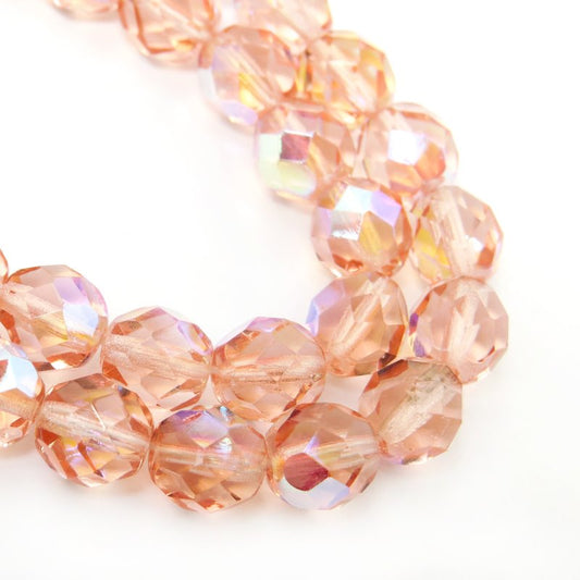 Fire Polish Faceted Round - 8mm - Rosaline AB (25)
