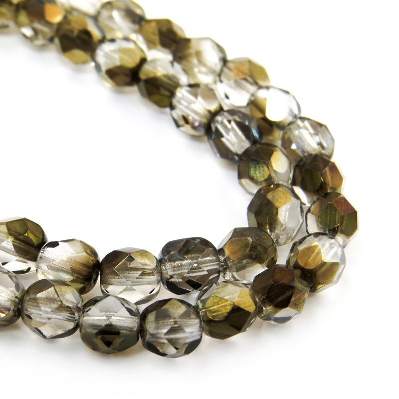 Fire Polish Faceted Round - 6mm - Crystal Valentin (strand)