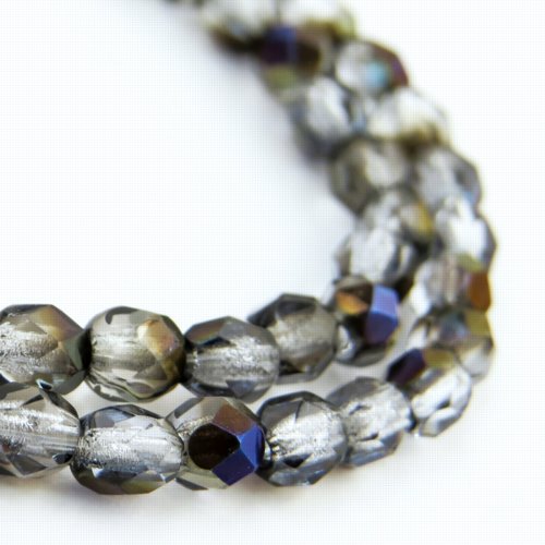 Fire Polish Faceted Round - 4mm - Light Sapphire Azuro (strand)