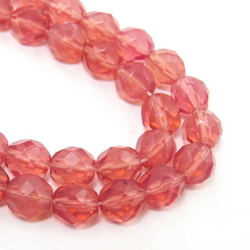Fire Polish Faceted Round - 8mm - Rose Pink Opal (25)