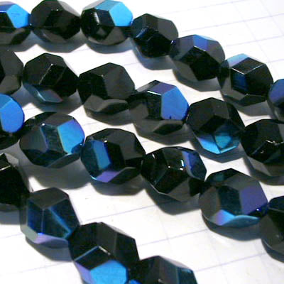 Fire Polish - 10mm - Chevron Nugget - Jet AB (25)