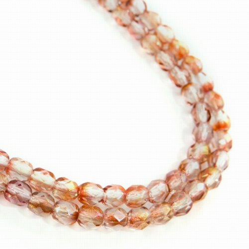 Fire Polish Faceted Round - 4mm - Crystal Pink (50)