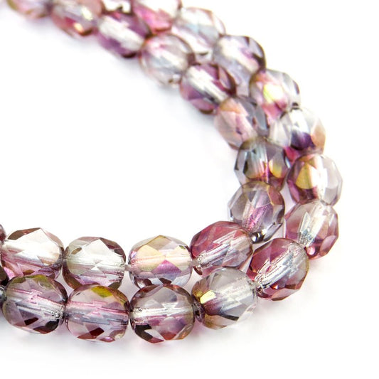 Fire Polish Faceted Round - 6mm - Crystal Brown (25)