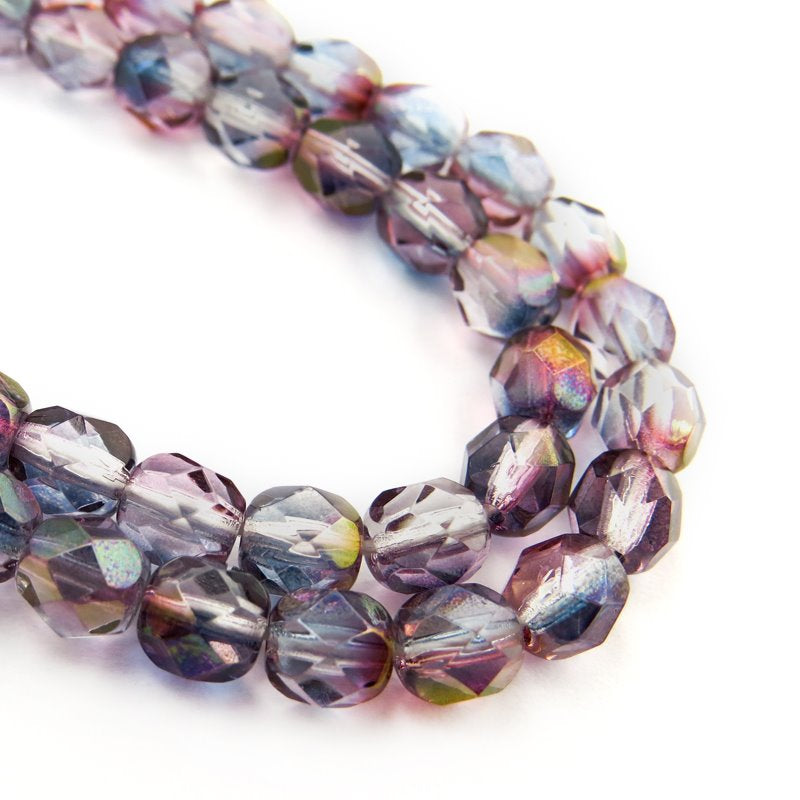 Fire Polish Faceted Round - 6mm - Crystal Grey (25)