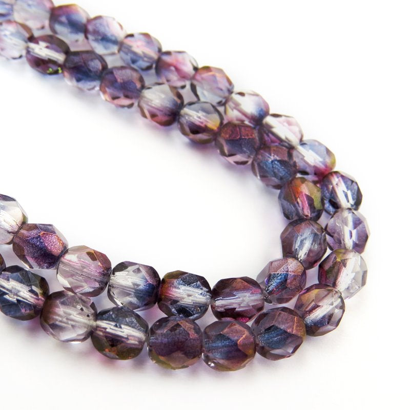 Fire Polish Faceted Round - 6mm - Crystal Purple (25)