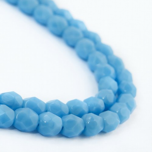 Fire Polish Faceted Round - 4mm - Opaque Turquoise Blue (50)