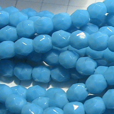 Fire Polish Faceted Round - 4mm - Opaque Turquoise Blue (50)