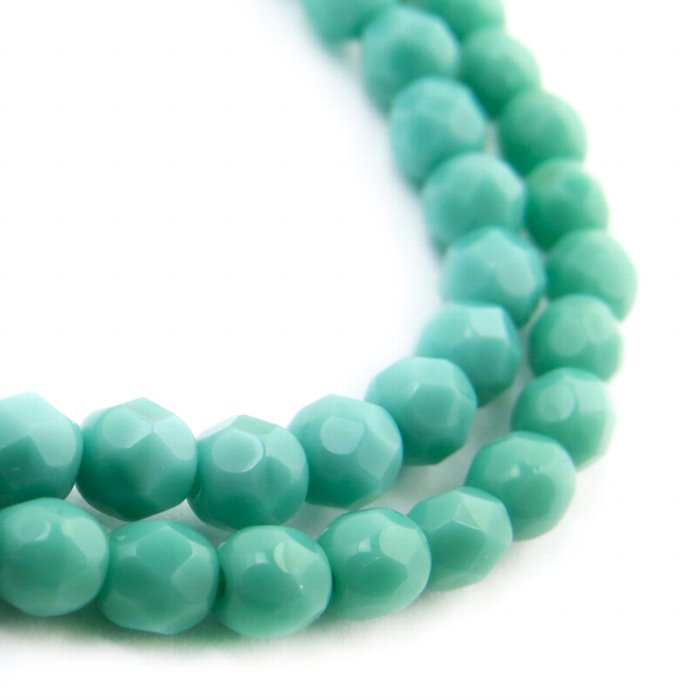 Fire Polish Faceted Round - 4mm - Opaque Turquoise Green (strand)