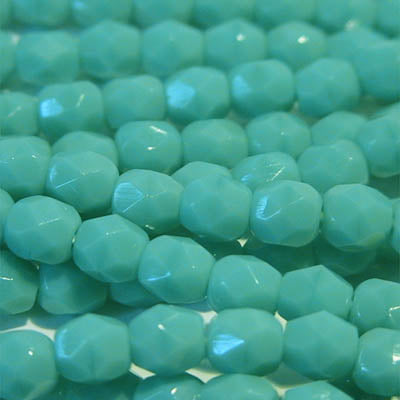 Fire Polish Faceted Round - 4mm - Opaque Turquoise Green (strand)