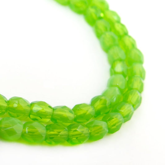 Fire Polish Faceted Round - 4mm - Grasshopper Opal (strand)