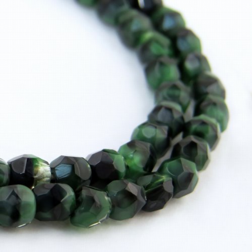 Fire Polish Faceted Round - 4mm - Malachite (50)