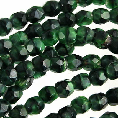 Fire Polish Faceted Round - 4mm - Malachite (50)