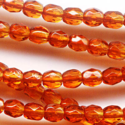 Fire Polish Faceted Round - 4mm - Fireopal (strand)