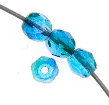 Fire Polish Faceted Round - 4mm - Sea Green (strand)