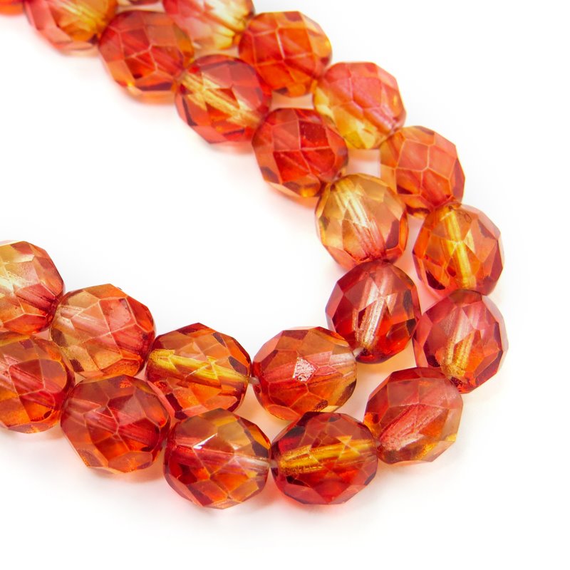 Fire Polish Faceted Round - 8mm - Hot Lava (25)